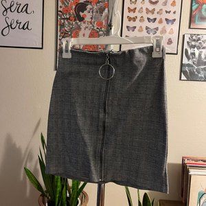 plaid zip up mini skirt size s y2k